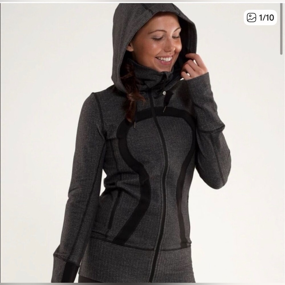 Lululemon Athletica Womens Stride Heather Herringbone Hooded Jacket Black Size 2